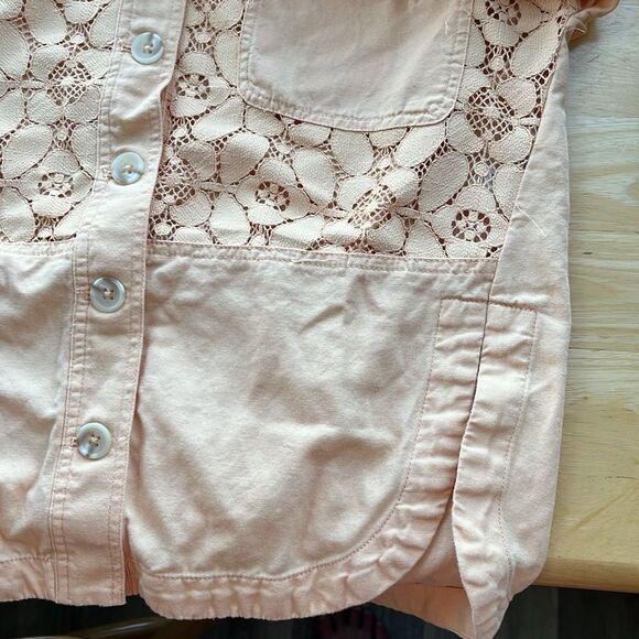 Maeve Crochet Orange-Peach Button Down Shirt XS - Picture 7 of 9